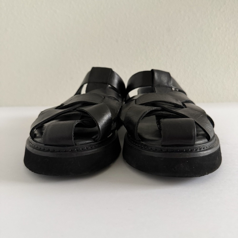 Pilcro Anthropologie Flatform Fisherman Sandal Black Leather Womens 40 US 9.5-10 - Picture 3 of 9